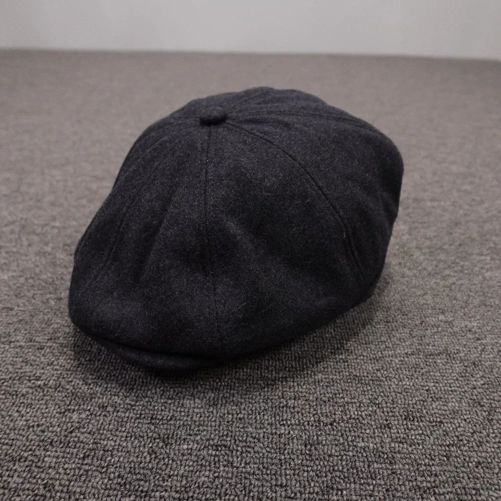 Voboom Hat Newsboy Fitted Mens One Size Black Wool Blend Quilted Lined Winter